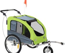 Dog Bike Trailer Pet Stroller Cart Carrier for Bicycle 360 Rotatable with Reflectors 3 Wheels Hitch Coupler Push/ Pull/ Brake Water Resistant Green