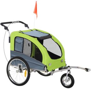 Dog Bike Trailer Pet Stroller Cart Carrier for Bicycle 360 Rotatable with Reflectors 3 Wheels Hitch Coupler Push/ Pull/ Brake Water Resistant Green