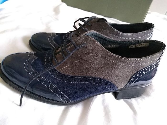 navy and grey brogues