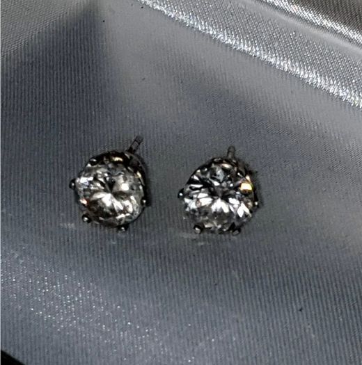 Hallmarked Silver Vintage Solitaire Earrings
