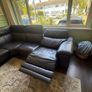 L shape navy leather couch Image 2