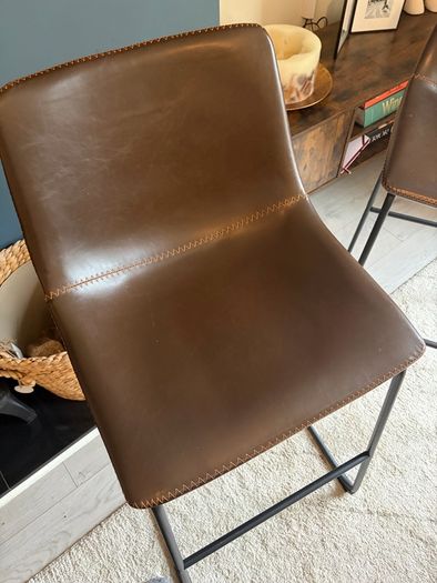 Brown leather high stools