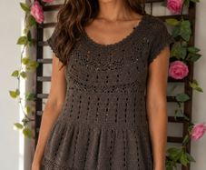 Brown crochet top/ tunic/cover up 100% cotton