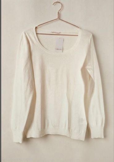 Camaieu Light Jumper Scoop Neck in cream s. XL