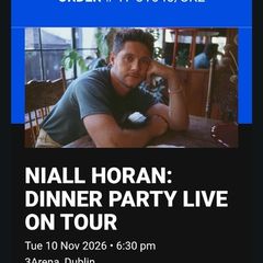Niall Horan Tickets - 3 x Standing Tues 10th Nov
