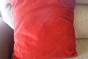 Red Velour Cushions x 2 for Sale