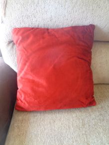 Red Velour Cushions x 2 for Sale