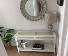 Hall table, lamp and a mirror