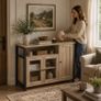 Industrial Sideboard Storage Cabinet Industrial Oak Brown 110 cm Image 2