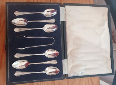 Set of 6 Tea Spoons and  matching Sugar Nips
