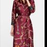 dress Bnwt Zara burgundy scarf print shirt dress with side slits small Image 3