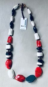 Italian long necklace with coloured stones