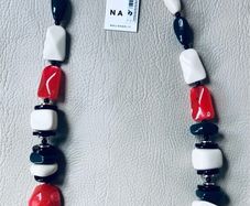Italian long necklace with coloured stones