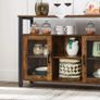_sideboard, kitchen cabinet, storage cabinet with 2 transparent glass doors, adjustable shelves, for kitchen, dining room, 100 x 35 x 80 cm, industrial style, vintage brown-black Image 5
