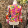 Vibrant print Italian blazer with gold button detail Image 6
