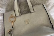 Handbag  . Silver , Velvet inset .