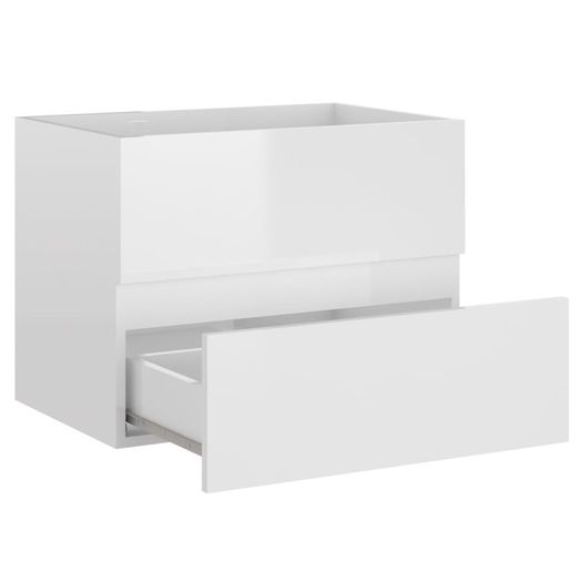 Sink Cabinet with Built-in Basin High Gloss White Chipboard