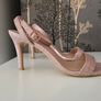 Ladies Rose Pink/Gold Shimmer Strap Heels Size 6 (EU 39) Image 3