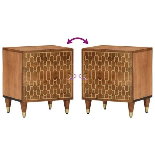 Bedside Cabinets 2 pcs 40x33x46 cm Solid Wood Mango