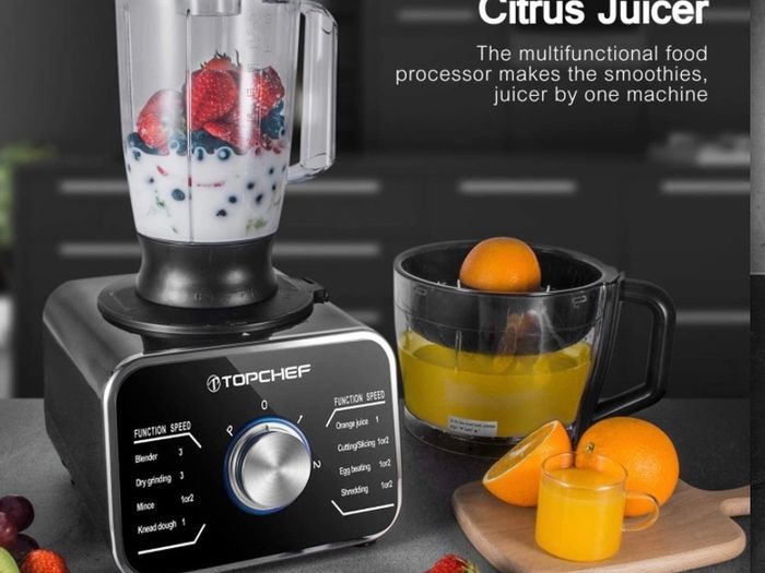 1100W Multifunctional Food Processor - Mixer, Crusher, Grinder, Citrus Juicer, Kneading Dough Blades with 3.2 L Bowl, 1.5 L Mixing Cup Black (FREE POSTAGE)
