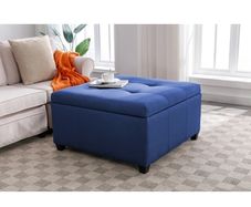 Spacious upholstery ottoman storage , brand new in original box, in blue colour