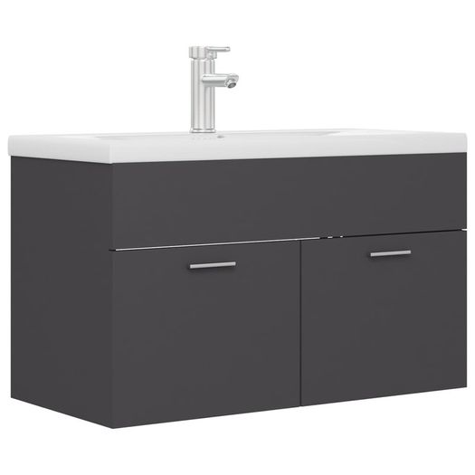 Sink Cabinet with Built-in Basin Grey Chipboard