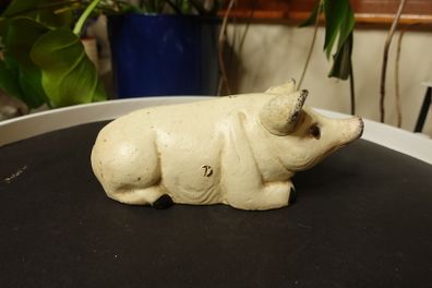 Vintage Rustic Cast Iron Pig Bank