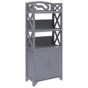 Bathroom Cabinet Grey 46x24x116 cm Paulownia Wood