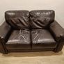 Free 2 Seat Brown Leather Sofa Image 2