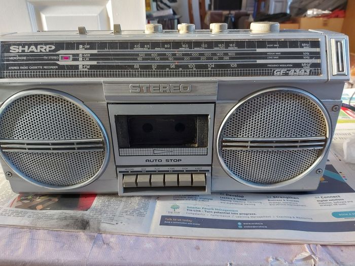 Vintage SHARP Stereo Radio Cassette Recorder, Model GF-4343E(S), Radio works great, Tape Deck does not play tapes. Excellent Volume