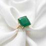Gold plated Verde Onyx & White Zircon Ring 14K Gold Plated Image 2