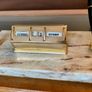 Tabletop Perpetual Calendar with Two Penholders on Marble Onyx Stand on teak Coloured Wooden Base Image 8