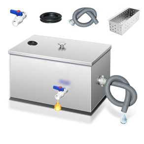25L Stainless Steel Grease Trap Kitchen Sink Oil Separator Interceptor