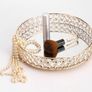 Like new Gold Mirrored Crystal Vanity Tray for Dressers- Round Decorative Serving Tray for Perfume, Jewelry and Makeup Image 2