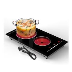 Ceramic Hob 2 Zone with Plug, Built-in Electric Hob 2 Burner 30cm, 2 Ring Ceramic Electric Hob with Silde Control, 9 Heating Level, Safety Lock, Timer