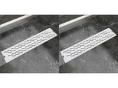 Linear Shower Drain 2 pcs Wave 530x140 mm Stainless Steel