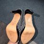 Reiss black white Size 38 UK 5 striped satin court heels Image 5