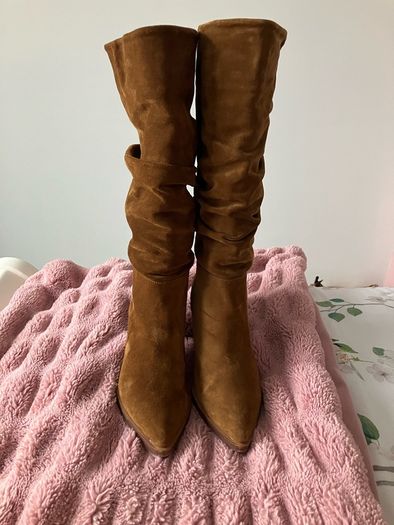 Suede slouch boots