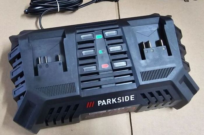 Parkside Performance 2x 4.5A 20V Dual Port Fast Charger. 12V 20V 40V Parkside Performance Cordless Power Tools Outdoor Indoor Maintenance DIY Projects.