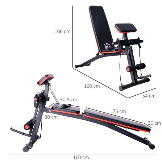 Foldable Weight Bench with Resistance Ropes, Adjustable Dumbbell Bench Sit Up Ab Bench for Multiuse Workout