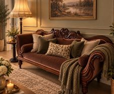 Antique Victorian Carved Walnut Sofa