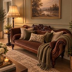 Antique Victorian Carved Walnut Sofa
