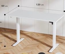 Electric Standing Desk, 120 x 60 cm Height Adjustable Sit Stand Desk with Splice Board and Memory Smart Pannel, Home Office Desk, White