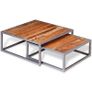 Two Piece Coffee Table Set Solid Acacia Wood Image 5