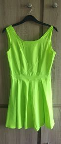 neon green open back dress fits sm m