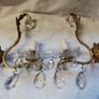 Vintage 1960 Wall Brass & Glass Drops Murano Lamps Image 7