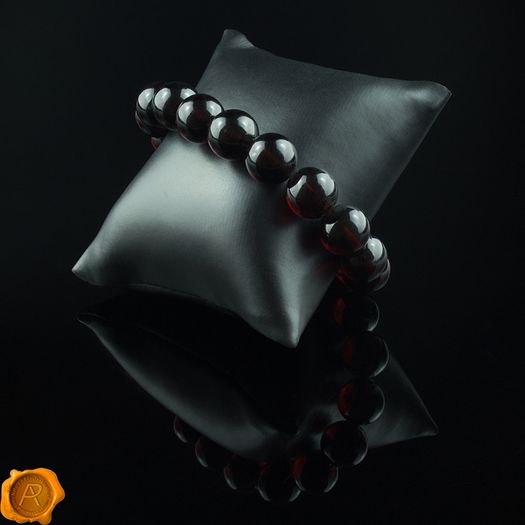 Luxury Dark Cherry Baltic Amber Unisex Large 14mm Beaded Stretch Bracelet for Men Women Genuine Organic Large Amber Beads