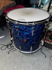 Vintage 60s Premier 16 x 15 Floor Tom Diamond Pearloid Blue