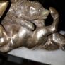 "Bull & Bear" Silvered Bronze Sculpture on Marble Base."Sert Foundry,Barcelona". Image 4