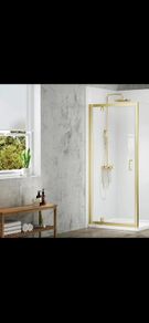 Merlyn reassessed mbox pivot shower doors brushed brass see below